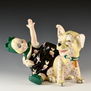 Boneca com cachorro de pelúcia Titi - Sandro Vacchetti, Manifattura Essevi, 1935-1940 aprox.